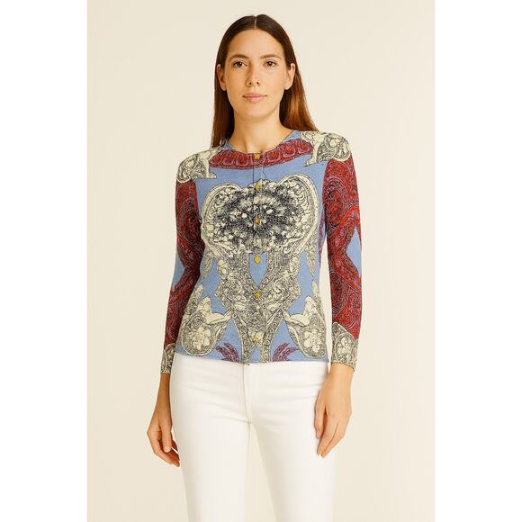 Versace Silk Printed Button Front Cardigan - Picture 1 of 9